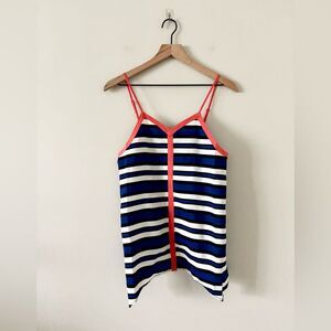 NWT THML Asymmetrical Hem Tank in Blue & White Stripe with Coral Accent - Size M